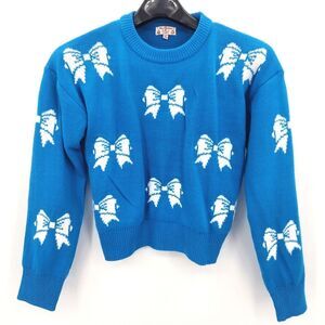 Merry Christmas by Poof Bow Sweater Size Large Womens Fall Winter Holiday Bows